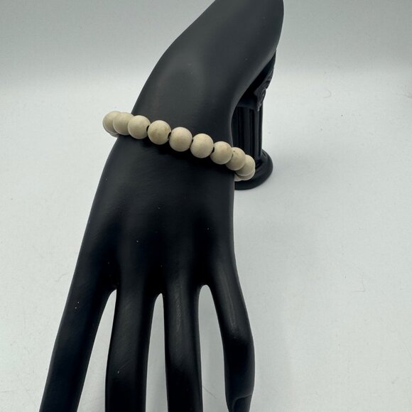 Natural Wooden Bead Stretch Bracelet Elastic Design Neutral - Picture 3 of 4